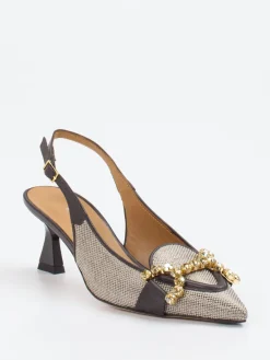 – Slingpumps aus Textil mit Schmuckdetail*Konstantin Starke