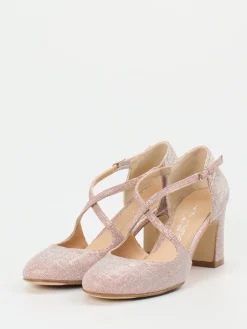 Damen Konstantin Starke – Spangenpumps aus Glitzermaterial Roségold