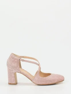 Damen Konstantin Starke – Spangenpumps aus Glitzermaterial Roségold