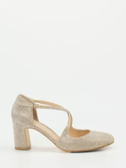 – Spangenpumps aus Glitzer-Textil Champagner*Konstantin Starke Hot