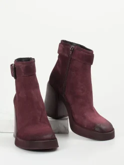 Damen Konstantin Starke – Stiefeletten aus Veloursleder Bordeaux