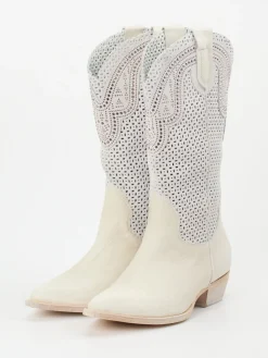 Damen Konstantin Starke – Western-Boots aus Kalbleder cremeweiß