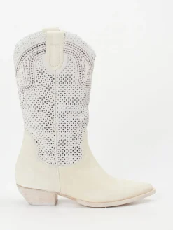 Damen Konstantin Starke – Western-Boots aus Kalbleder cremeweiß