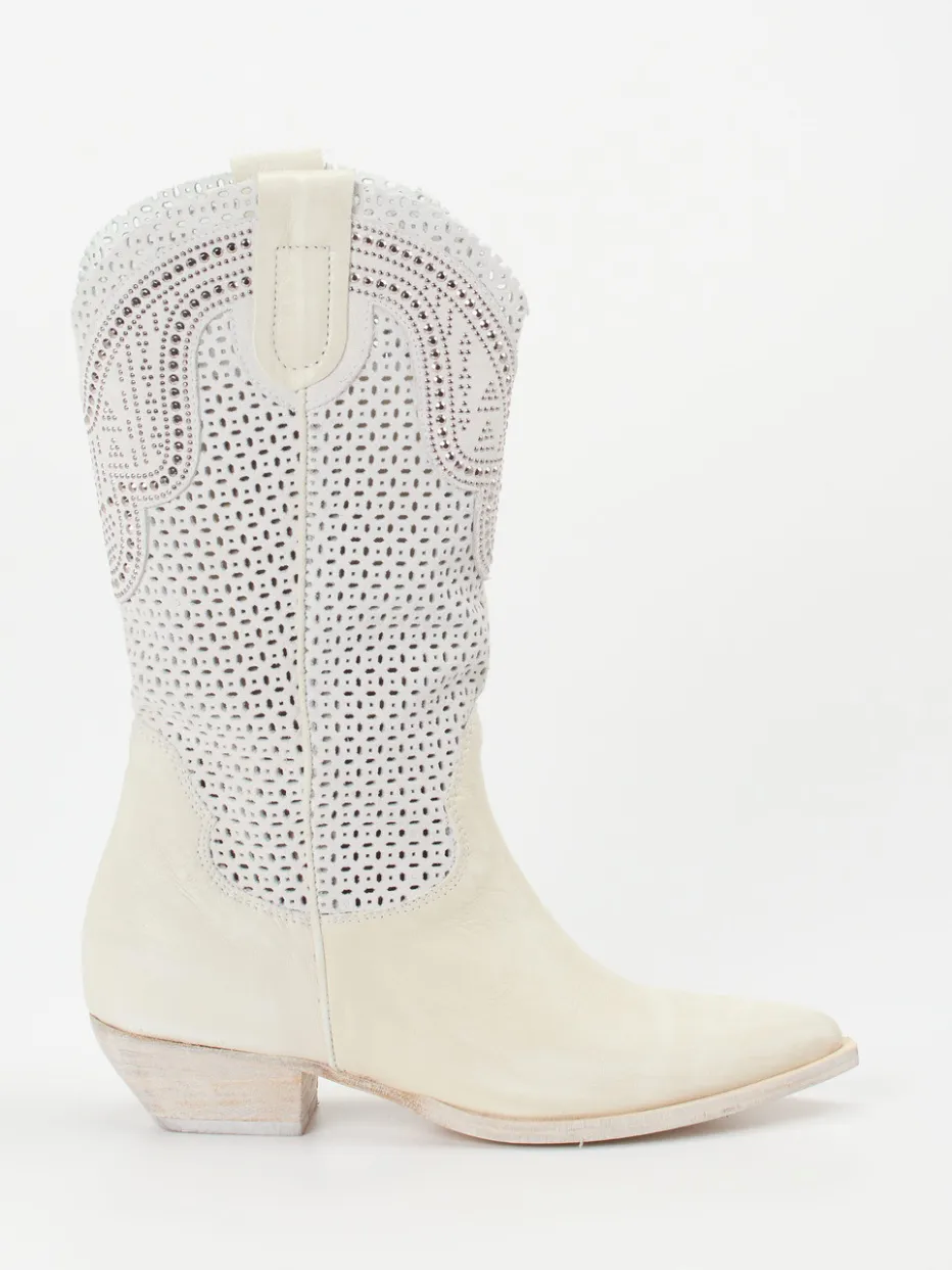 Damen Konstantin Starke – Western-Boots aus Kalbleder cremeweiß