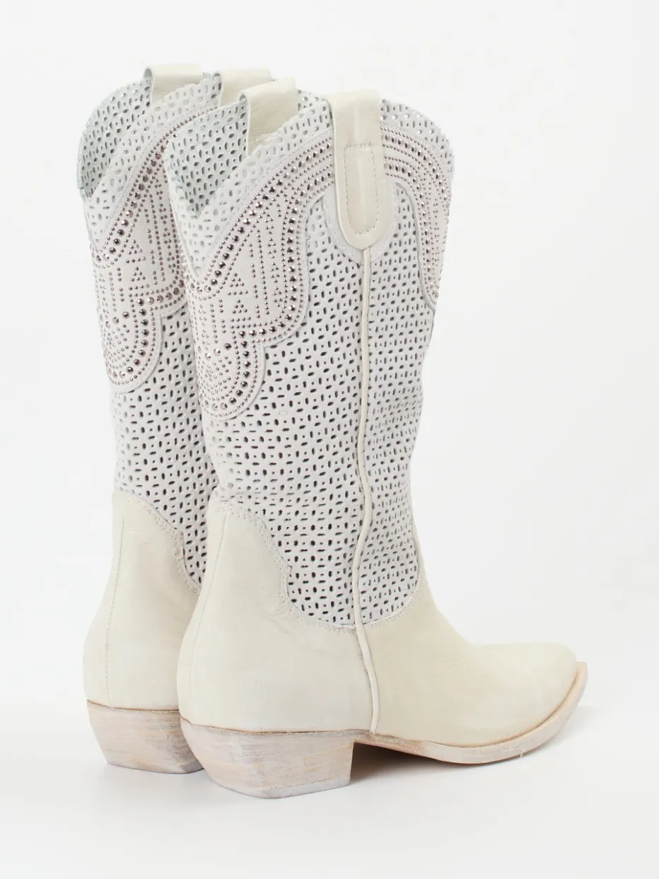 Damen Konstantin Starke – Western-Boots aus Kalbleder cremeweiß