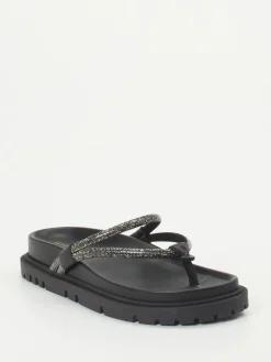 – Zehentrenner aus Metallic-Textil*Konstantin Starke