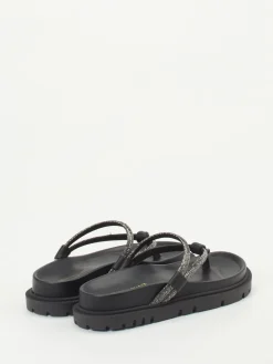 – Zehentrenner aus Metallic-Textil*Konstantin Starke