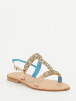 Damen Konstantin Starke – Zehentrenner-Sandalen aus Metallicleder roségold