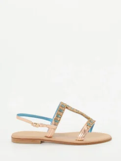 Damen Konstantin Starke – Zehentrenner-Sandalen aus Metallicleder roségold