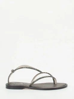 Damen Konstantin Starke – Zehentrenner-Sandalen aus Metallicleder