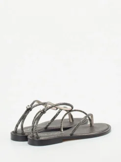 Damen Konstantin Starke – Zehentrenner-Sandalen aus Metallicleder