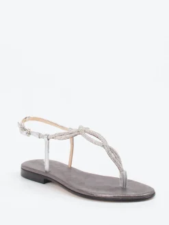 – Zehentrenner-Sandale aus Metallicleder*Konstantin Starke Hot