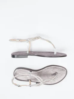 – Zehentrenner-Sandale aus Metallicleder*Konstantin Starke Hot