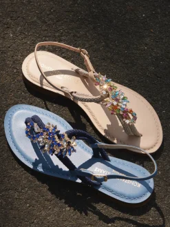 Damen Konstantin Starke – Zehentrenner-Sandalen aus Textil und Leder