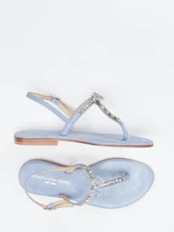 Damen Konstantin Starke – Zehentrenner aus Metallicleder Hell