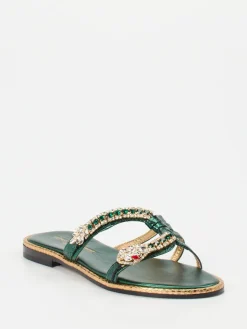 Damen Konstantin Starke – Zehentrenner aus Metallicleder Smaragd