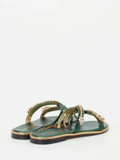 Damen Konstantin Starke – Zehentrenner aus Metallicleder Smaragd