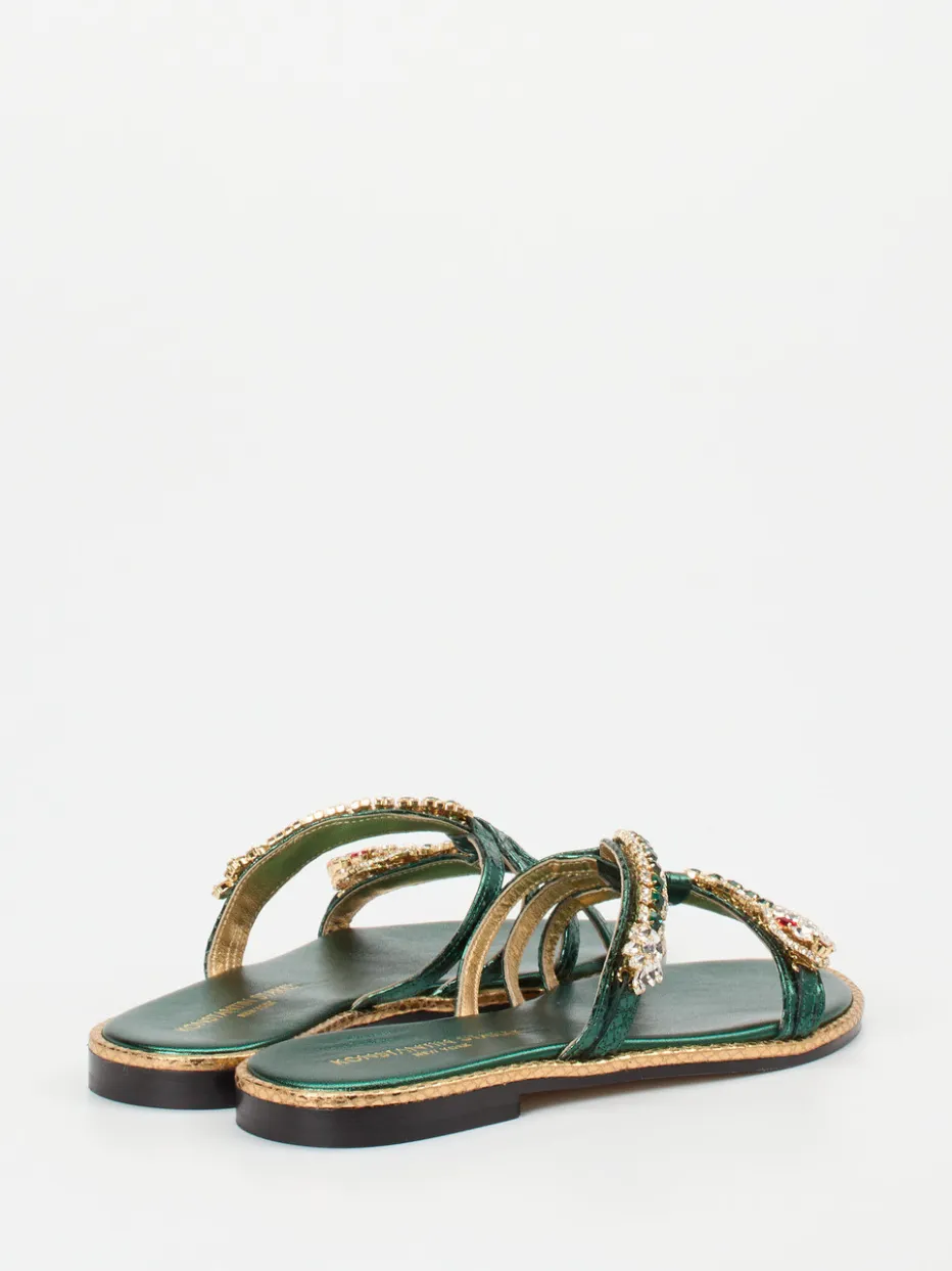 Damen Konstantin Starke – Zehentrenner aus Metallicleder Smaragd