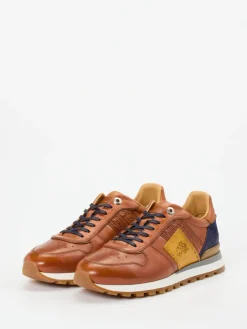 Herren La Martina – Retro-Sneaker aus Kalbleder cognacfarben
