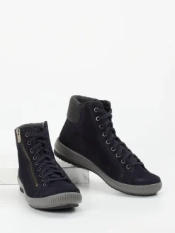 Damen Legero – High-Top Sneaker aus Veloursleder Dunkel