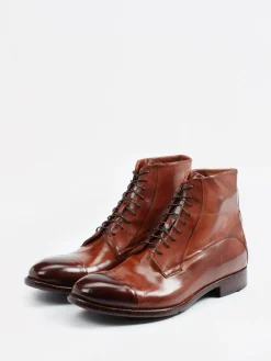 – Schnürboots aus Kalbleder in Cognac*Lemargo New