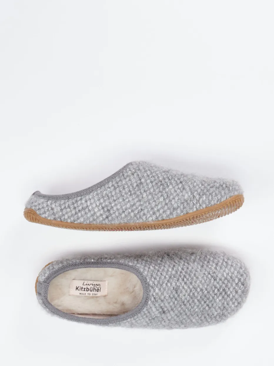 Damen Living Kitzbühel – Filzpantoffeln aus Wollfilz hellgrau