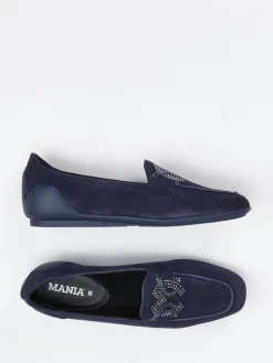 Damen Mania – Loafer aus Veloursleder mit Strassbesatz