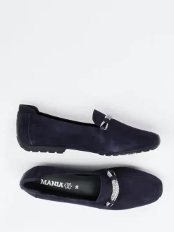 Damen Mania – Loafer aus Veloursleder in Dunkel