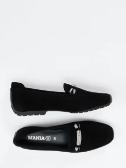 Damen Mania – Loafer aus Veloursleder mit Strassdetail