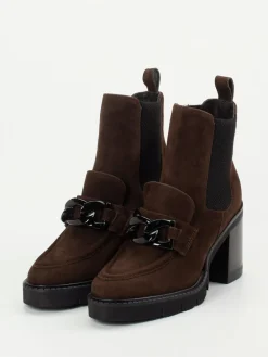 – Blockabsatz-Stiefeletten aus Veloursleder Dunkel*Mannori Sale