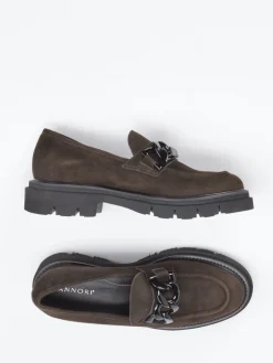 Damen Mannori – Chunky Slipper aus Veloursleder Dunkel