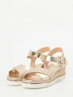 Damen Mannori – Keilsandalette aus Metallicleder Rosé-Beige