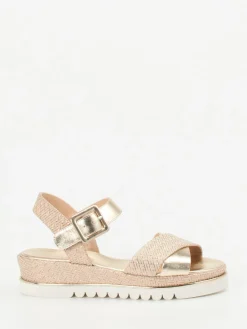 Damen Mannori – Keilsandalette aus Metallicleder Rosé-Beige