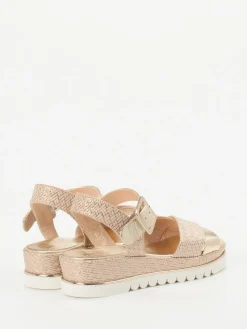 Damen Mannori – Keilsandalette aus Metallicleder Rosé-Beige