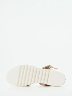 Damen Mannori – Keilsandalette aus Metallicleder Rosé-Beige