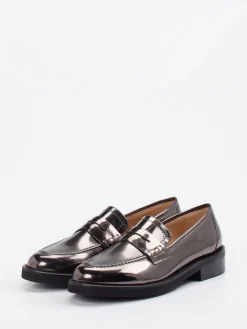 Damen Mannori – Loafer aus Metallicleder in Anthrazit