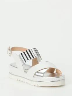 Damen Mannori – Plateau-Sandalen aus Metallicleder Offwhite
