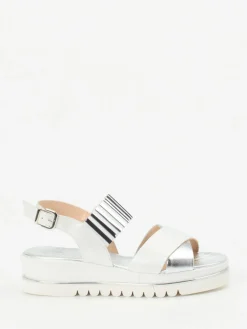 Damen Mannori – Plateau-Sandalen aus Metallicleder Offwhite