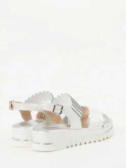Damen Mannori – Plateau-Sandalen aus Metallicleder Offwhite