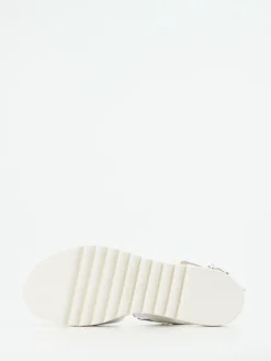 Damen Mannori – Plateau-Sandalen aus Metallicleder Offwhite