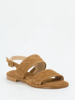 Damen Mannori – Sandalen aus Veloursleder cognacfarben