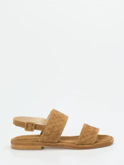 Damen Mannori – Sandalen aus Veloursleder cognacfarben