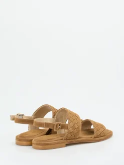 Damen Mannori – Sandalen aus Veloursleder cognacfarben