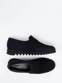 Damen Mannori – Slipper aus Veloursleder Tiefviolett
