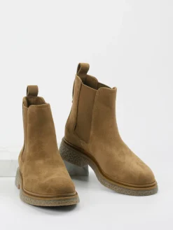 Damen Marc O'Polo – Chelsea Boots aus Veloursleder Cognac