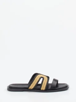 – Slides aus Lammleder mit Bastdetail*Marc O'Polo Hot