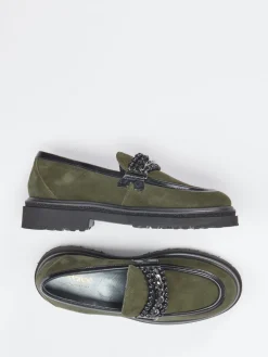 Damen Maripé – Loafer aus Veloursleder in Oliv