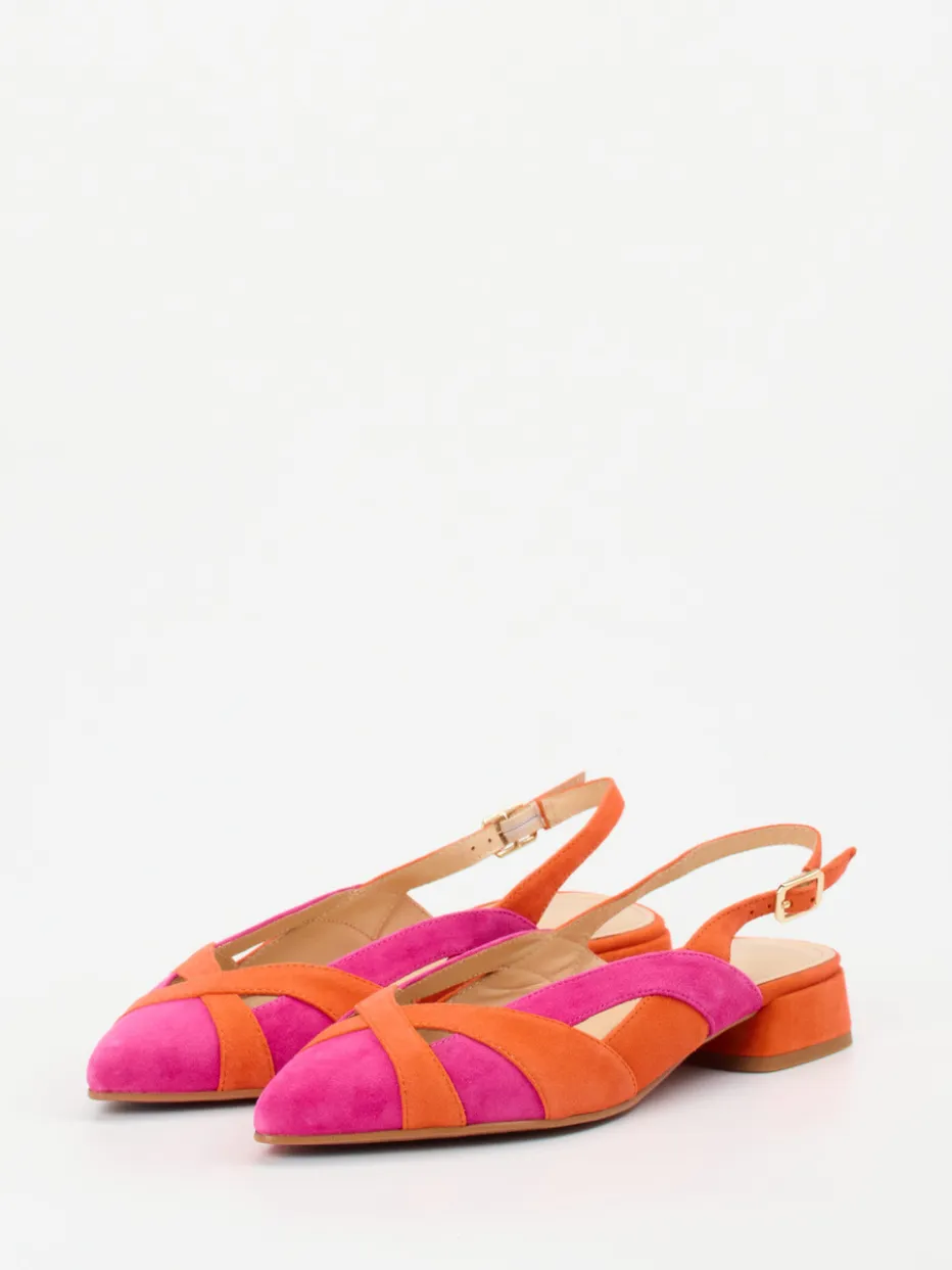 Damen Maripé – Slingback-Ballerinas aus Veloursleder pink-orange
