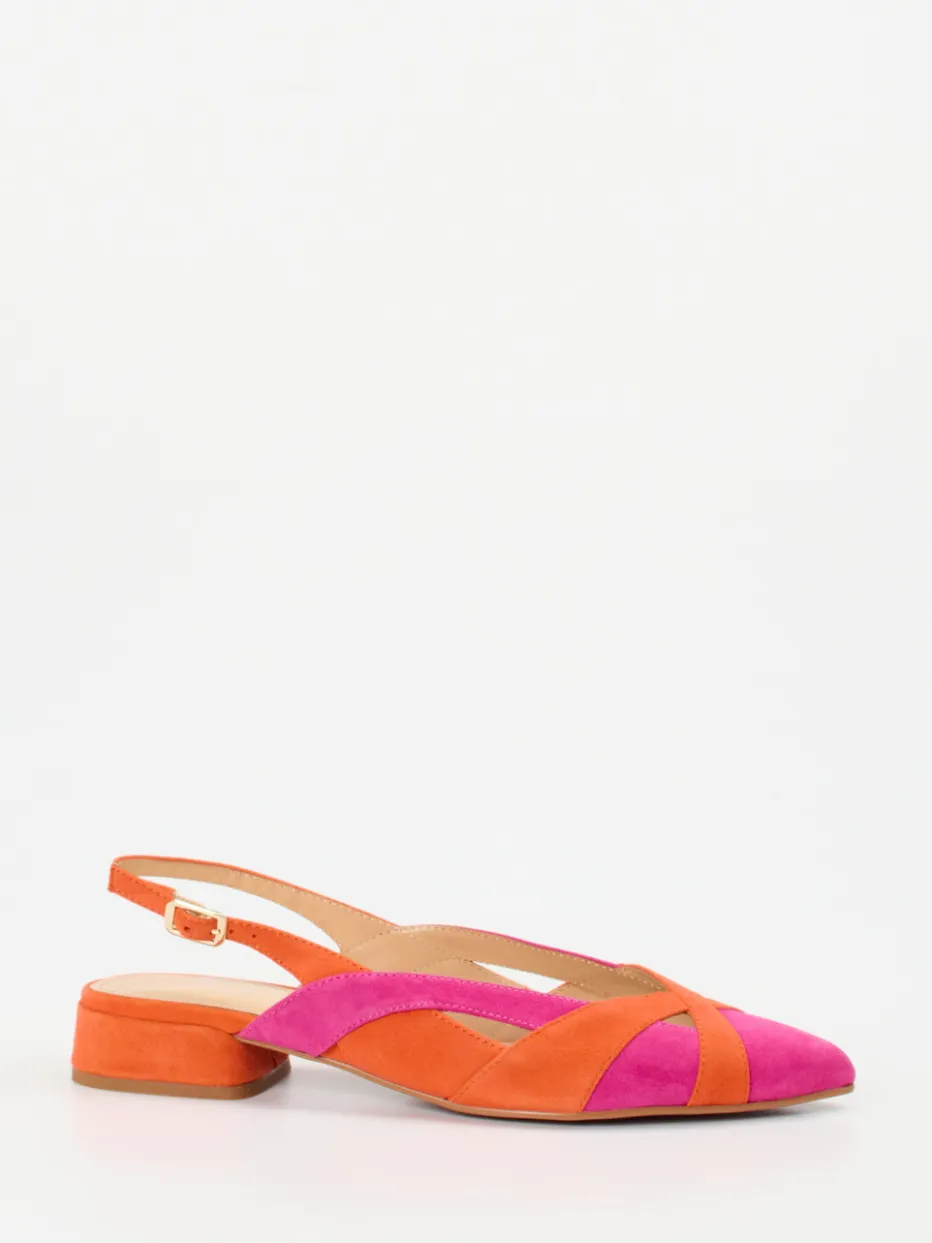 Damen Maripé – Slingback-Ballerinas aus Veloursleder pink-orange