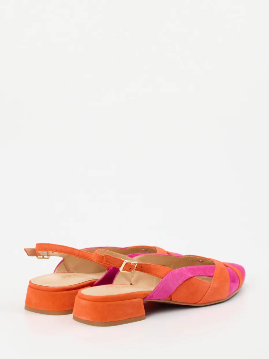 Damen Maripé – Slingback-Ballerinas aus Veloursleder pink-orange